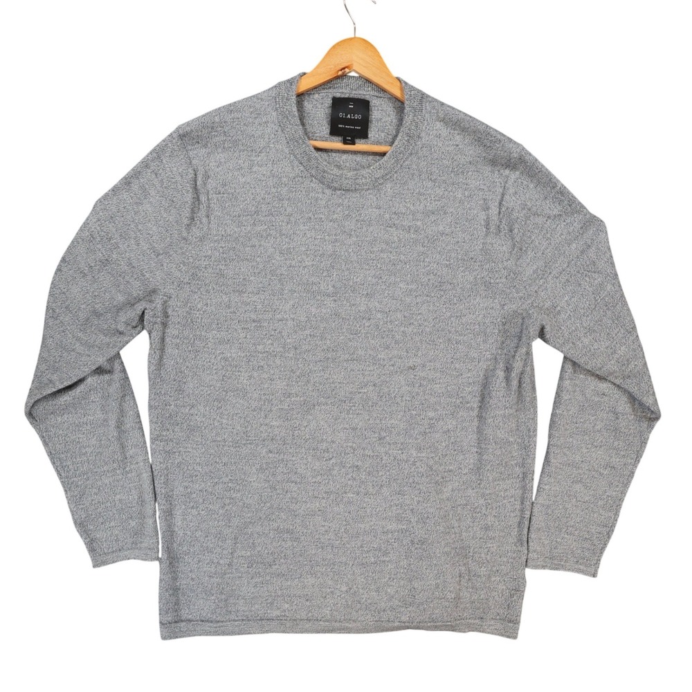 01.ALGO Sweater Mens XXL Gray Excellent 100% Merino Wool Crewneck Knit
